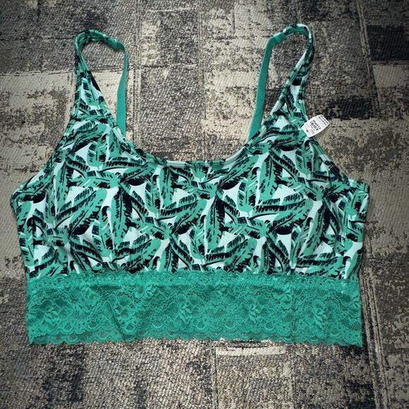 Maurices Bralette XL NWT Green Banana Leaf Lace Trim Simply Comfy - Picture 2 of 6